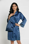 Zivame Luxe Satin 5 Pc Sleep Set - Lyons Blue — thumbnail 5